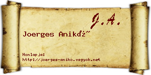 Joerges Anikó névjegykártya